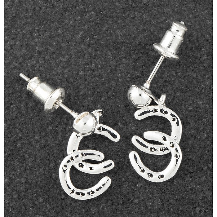 Equilibrium Country Horseshoes Silver Plated Earrings NG