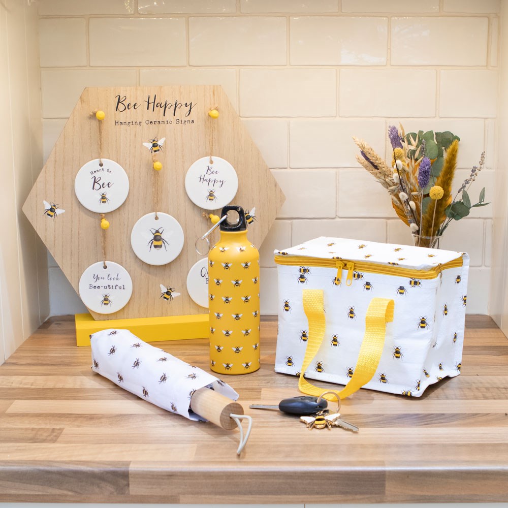 Something Different Yellow Bee Pattern Metal Water Bottle 500ml