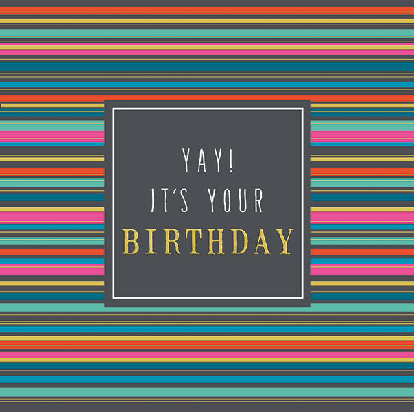 Multicoloured Striped Birthday Greeting Card