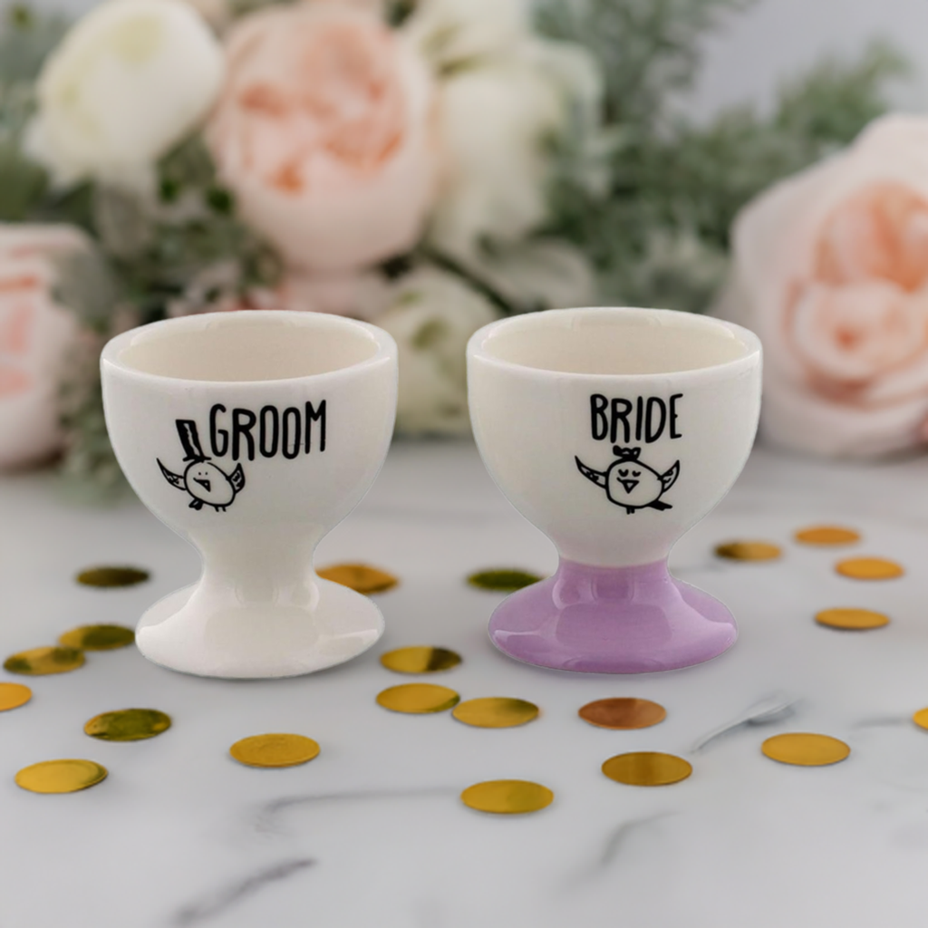 Eggcellent Egg Cups 'Bride' and 'Groom' Novelty Wedding Egg Cups NG