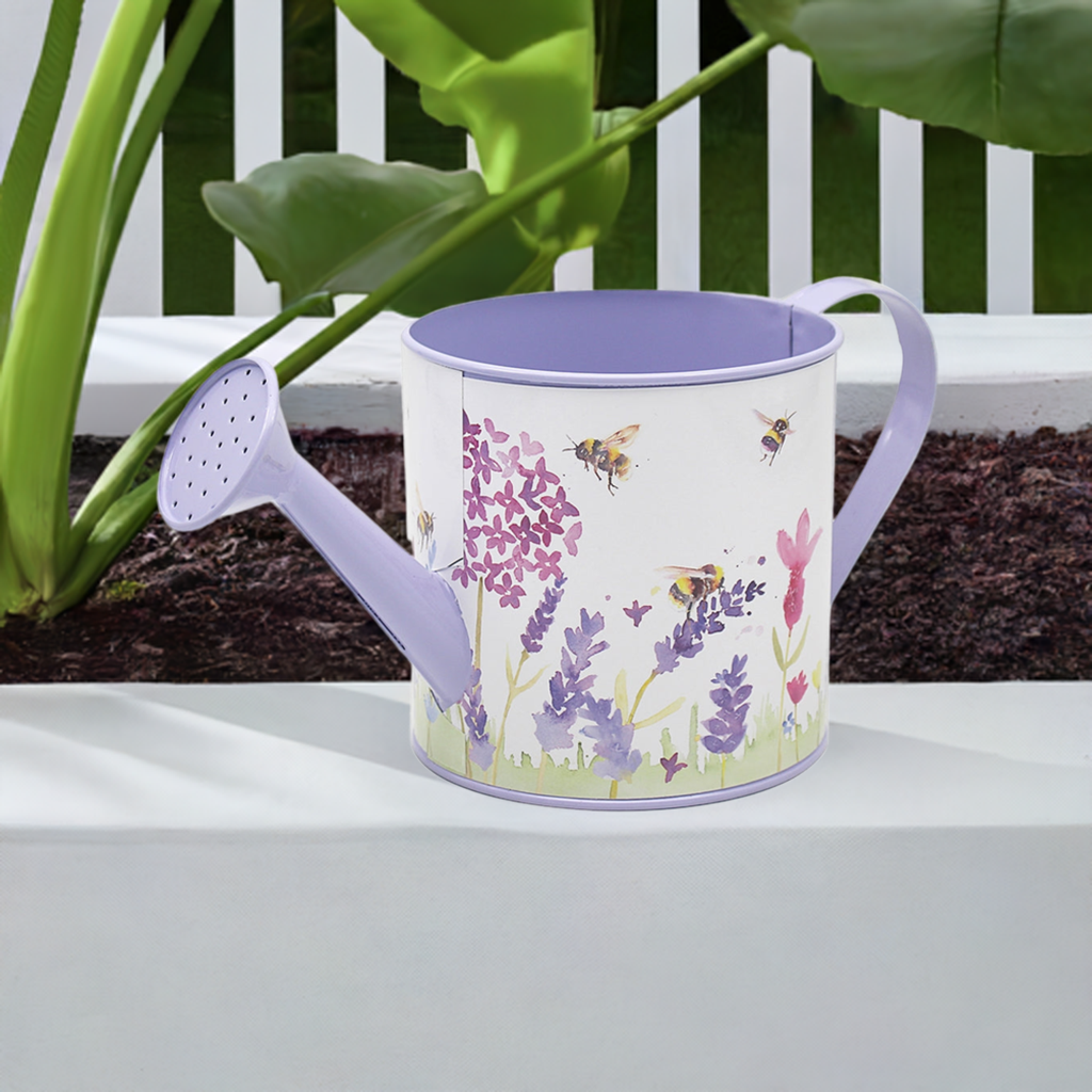 Leonardo Collection Lavender & Bees Metal Watering Can Planter/Ornament NG