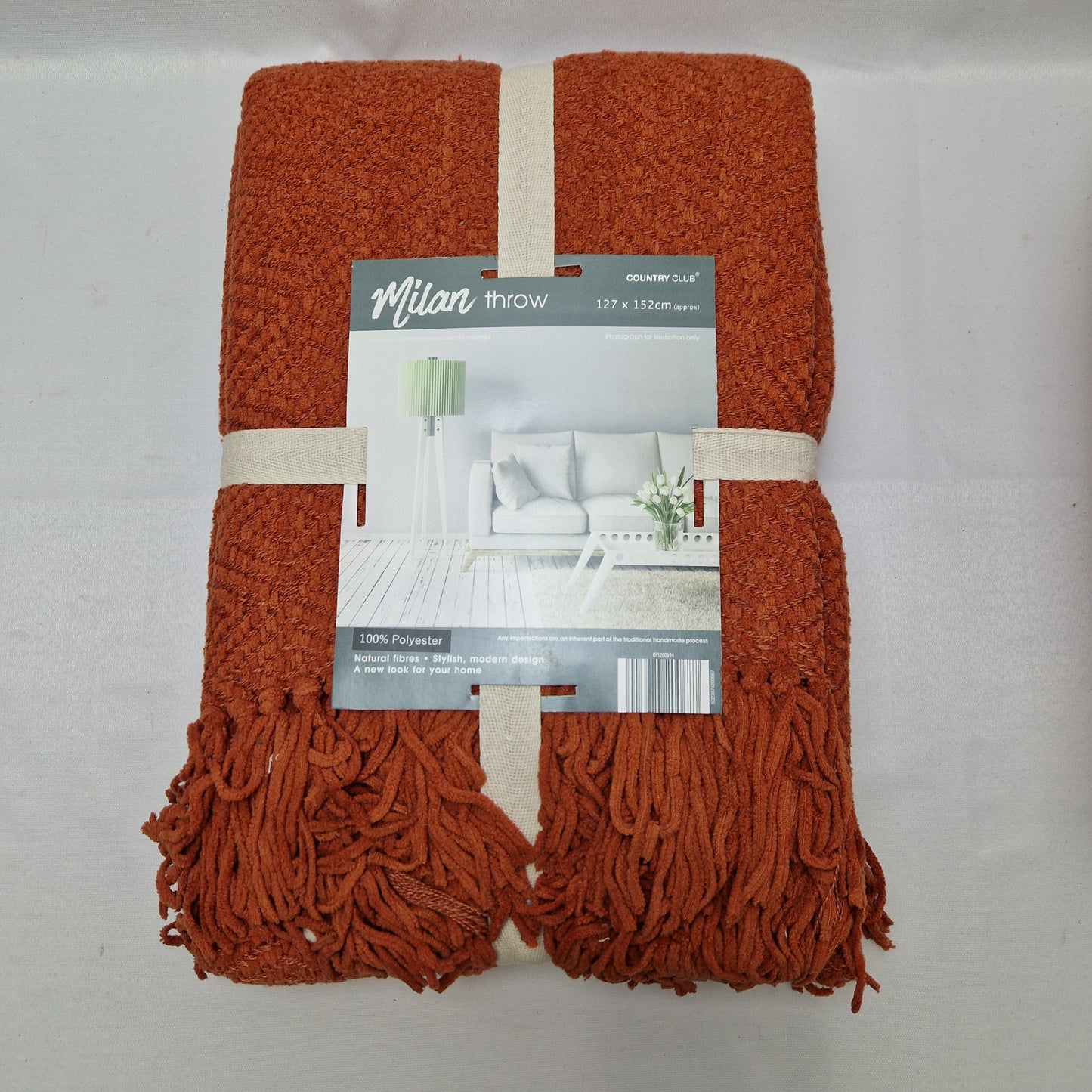 Beamfeature Country Club Milan Throw - Rust Chenille