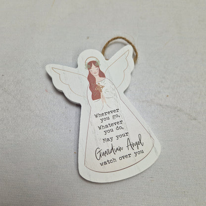St Ann's Hospice Wooden Guardian Angel Hanging Decoration