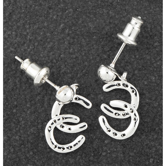 Equilibrium Country Horseshoes Silver Plated Earrings NG