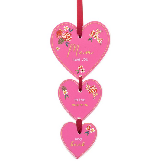 Serenity Garden Ceramic Heart Trio Hanging Plaque- Mum NG