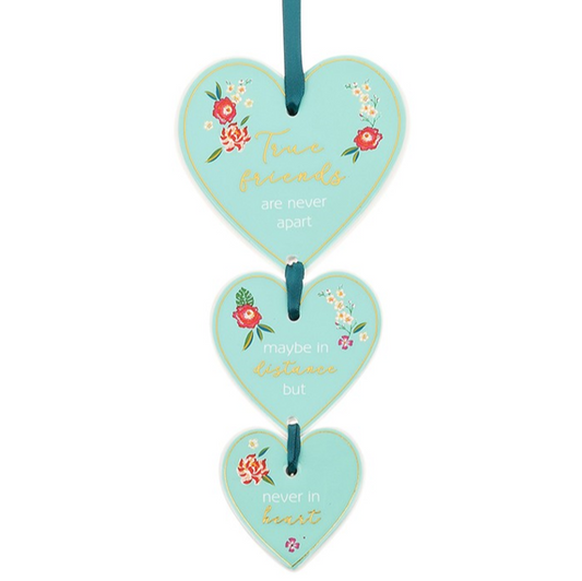 Serenity Garden Ceramic Heart Trio Hanging Plaque- True Friends NG