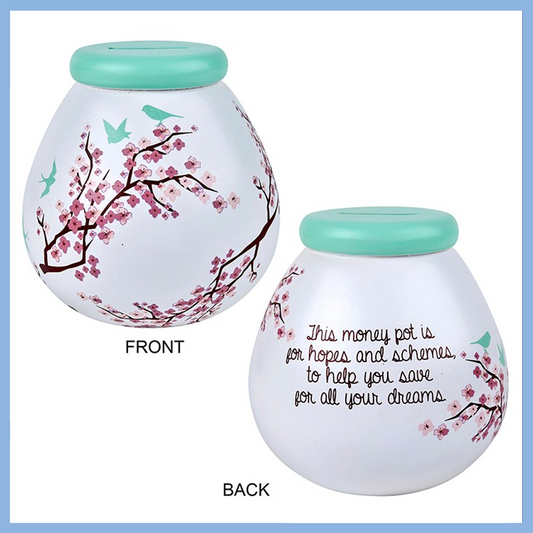 Cherry Blossom Pot of Dreams Ceramic Money Box