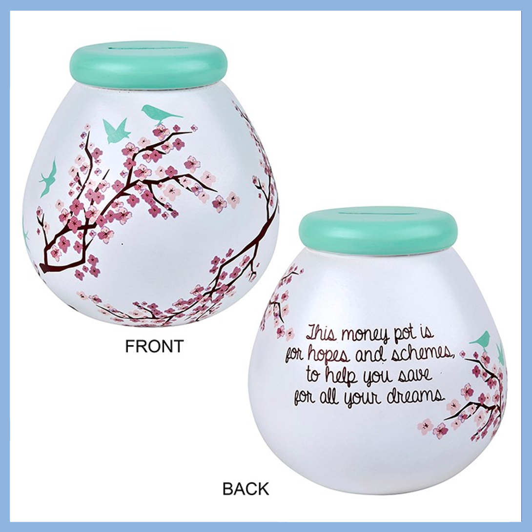 Cherry Blossom Pot of Dreams Ceramic Money Box