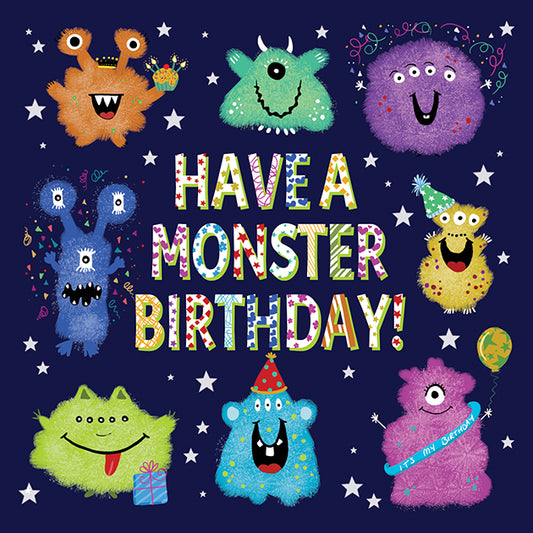 Kids Monster Birthday Comic Greeting Card