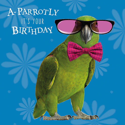 Comic Parrot in Sunglasses Novelty Birthday Card