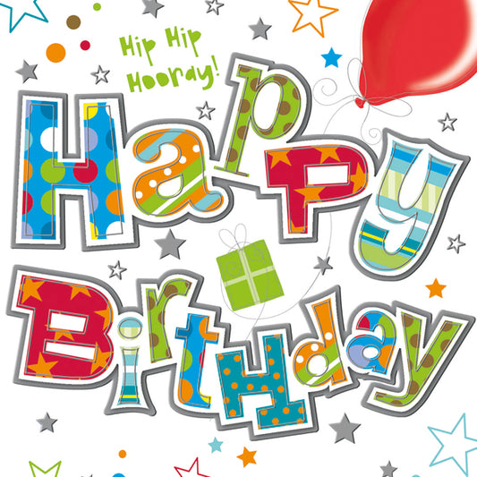 Hip Hip Hooray 'Happy Birthday' Text Greeting Card