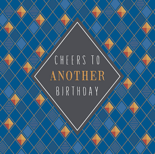 Blue Diamond Geometric Art Deco Birthday Unisex Greeting Card