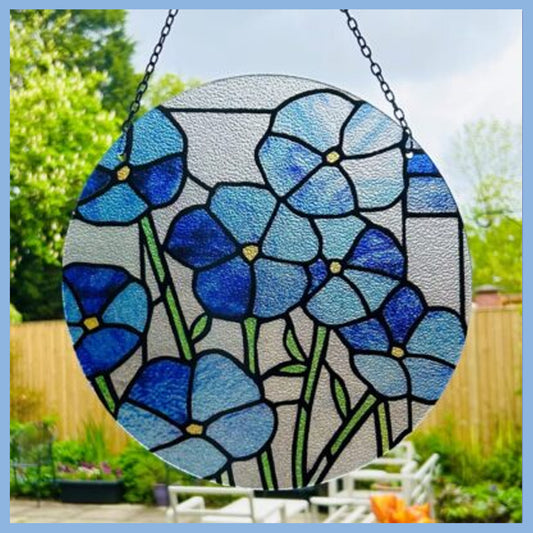 Limited Edition Forget Me Not Stained Glass Suncatcher