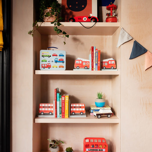 Sass & Belle Pair of Wooden London Red Bus Bookends