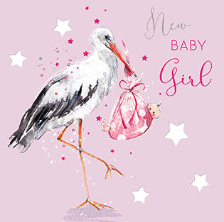 New Baby Girl Stork Card