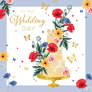 Floral Cake Wedding Card