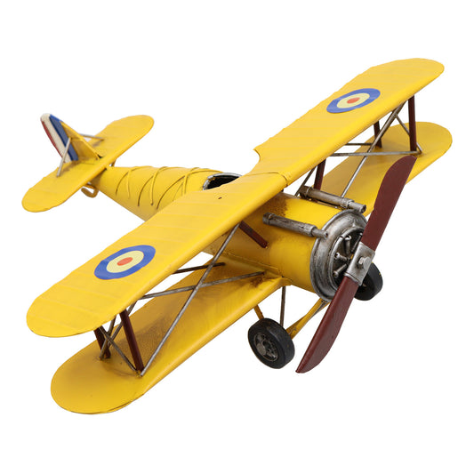 Primus Vintage Vehicles Yellow Metal Biplane Ornament