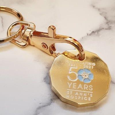 St Ann's Hospice 50th Anniversary Trolley Keyring NG