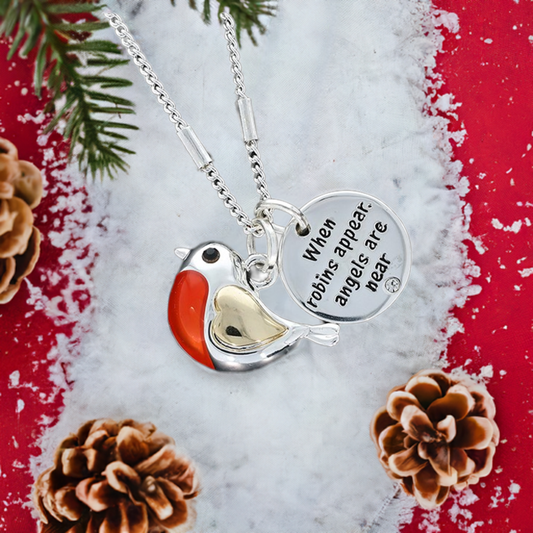 Equilibrium Robins Appear Cute Two Tone Silver Plated Necklace NG