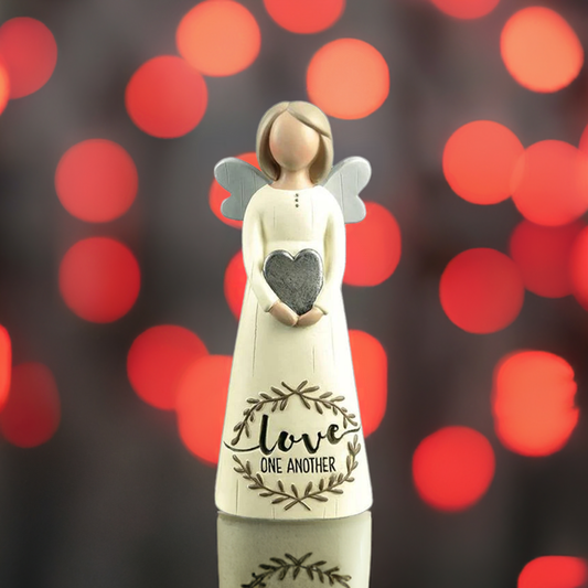 Feather & Grace 'Love One Another' Resin Angel with Heart Figurine