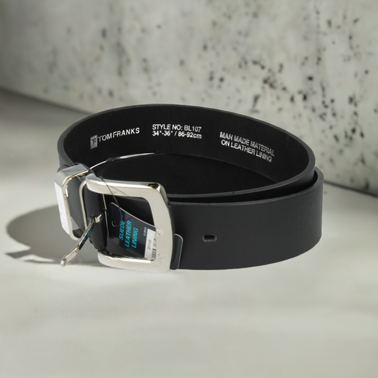 Tom Franks Mens Black Leather Lined Belt - 3 Sizes NG
