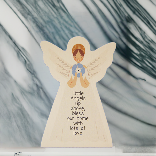 St Ann's Hospice Wooden Block Forget Me Not Standing Angel