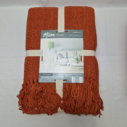 Beamfeature Country Club Milan Throw - Rust Chenille