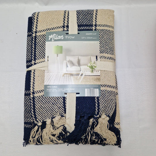 Beamfeature Country Club Milan Throw - Navy / Natural Check