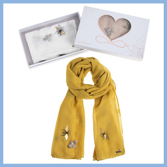 Equilibrium Busy Bees Scarf & Brooch Gift Set