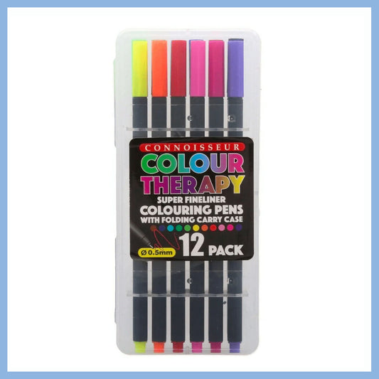 Colour Therapy Pack of 12 Fineliner Colouring Pens