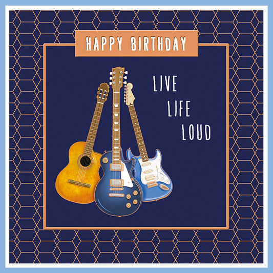 3 Guitars Birthday Card