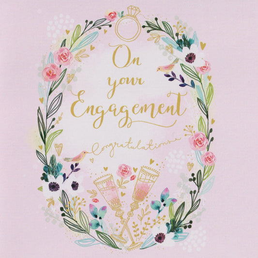 Pink Floral 'On Your Engagement' Card
