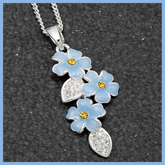 Equilibrium Forget Me Not Silver Plated Cascade Necklace