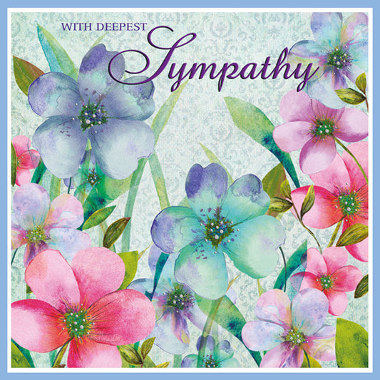 Blue & Pink Floral Sympathy Card