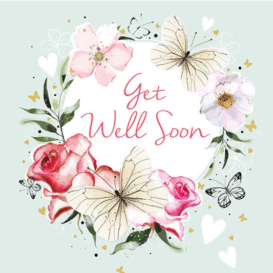 Floral Butterflies Get Well Soon Card