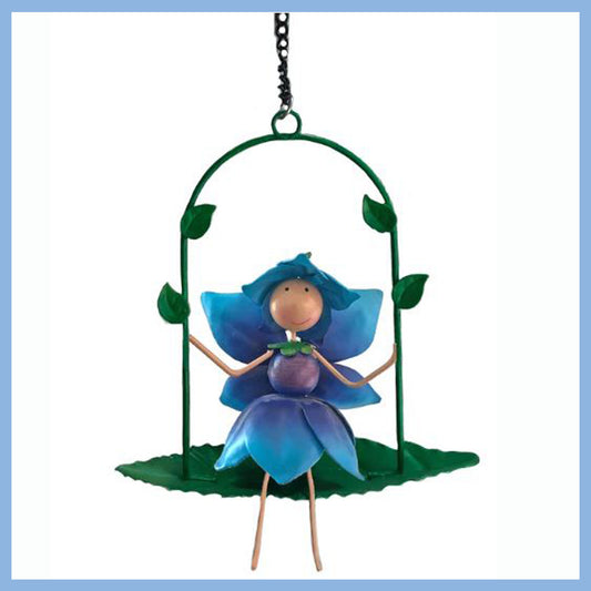 Phoebe Forget Me Not Fairy Metal Hanging Fairy on Swing
